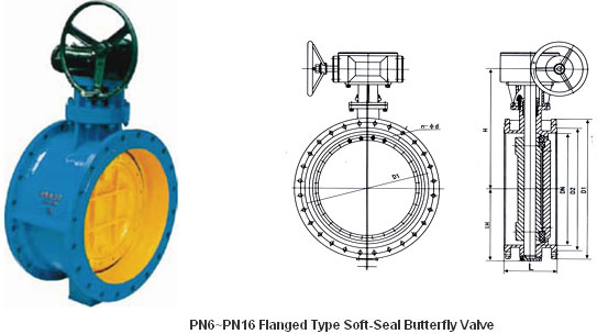 PN6~PN16 Flanged Type Soft-Seal Butterfly Valve