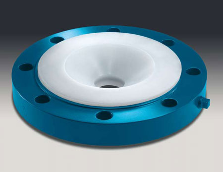 Lined reducing flanges with PTFE cladding